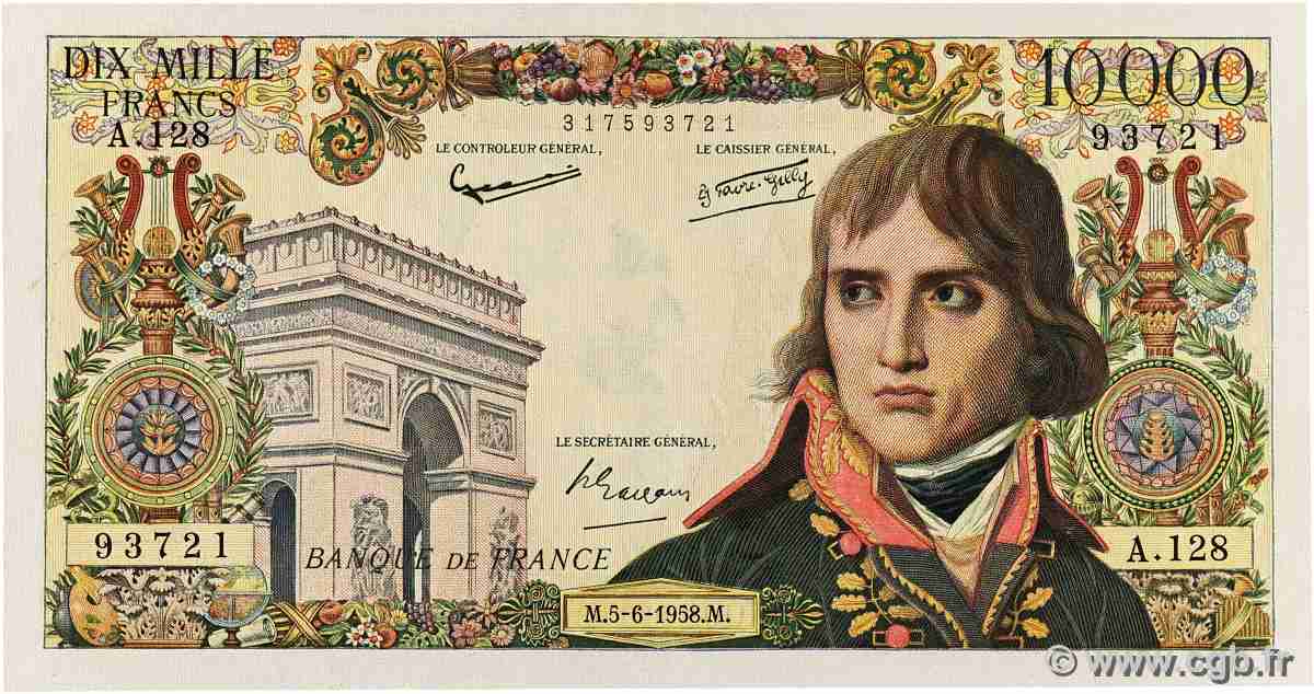 10000 Francs BONAPARTE FRANCE 1958 F.51.12 VF+