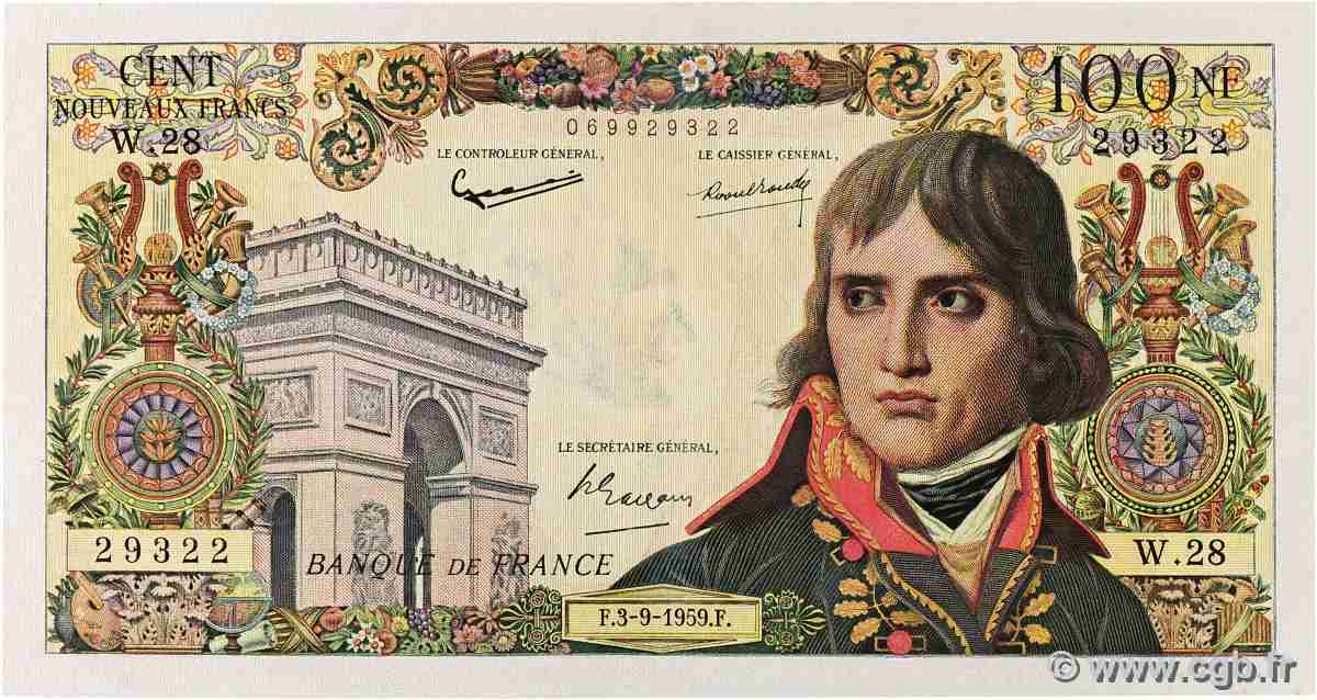 100 Nouveaux Francs BONAPARTE FRANCE 1959 F.59.03 VF+