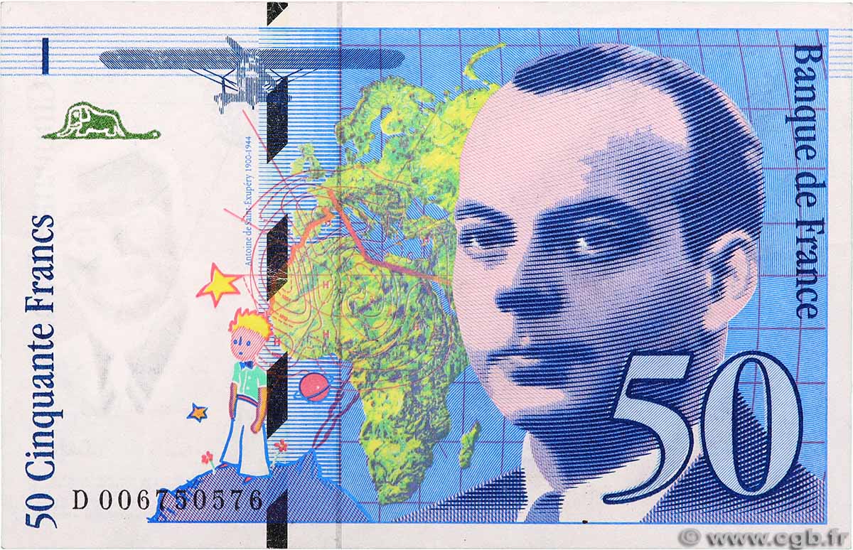 50 Francs SAINT-EXUPÉRY FRANKREICH 1993 F.72.02 VZ