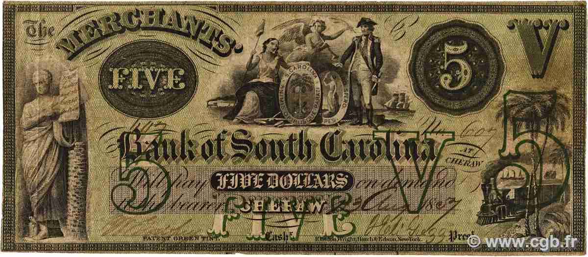 5 Dollars UNITED STATES OF AMERICA Cheraw 1857 P.- F