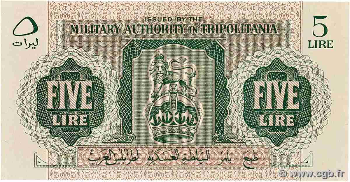 5 Lire LIBYA 1943 P.M3a XF
