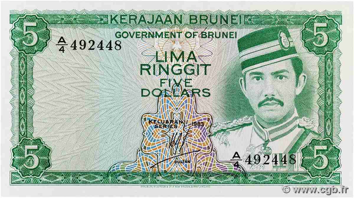 5 Ringgit - 5 Dollars BRUNEI 1984 P.07b pr.NEUF