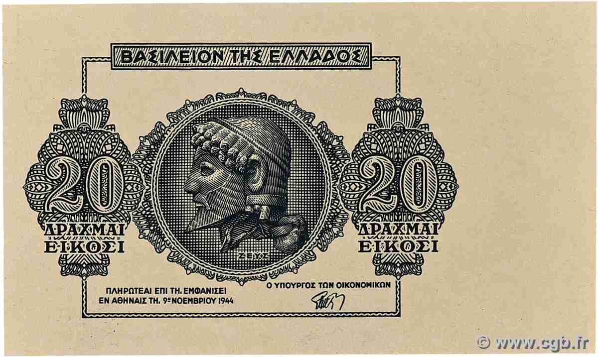 20 Drachmes Épreuve GREECE 1944 P.323p UNC-