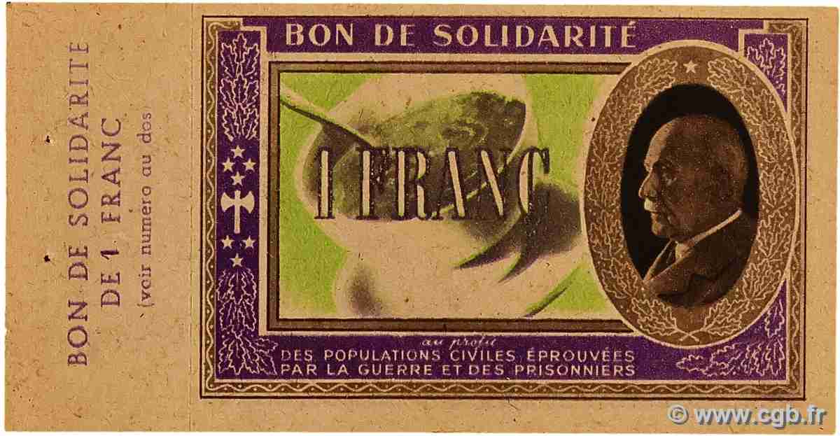 1 Franc BON DE SOLIDARITÉ Fauté FRANCE regionalism and miscellaneous 1941 KL.02a14 XF