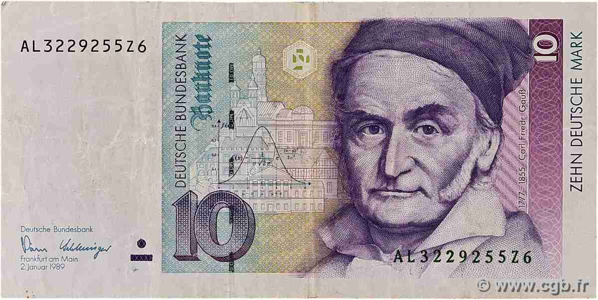 10 Deutsche Mark GERMAN FEDERAL REPUBLIC 1989 P.38a F+
