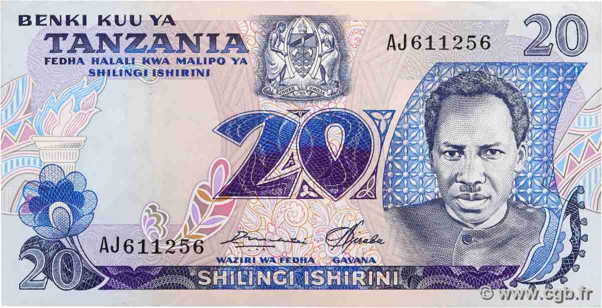 20 Shilingi TANZANIA 1978 P.07a VF