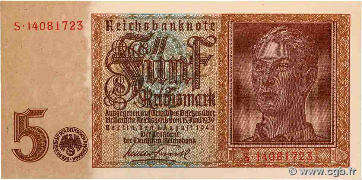 5 Reichsmark GERMANY 1942 P.186 XF