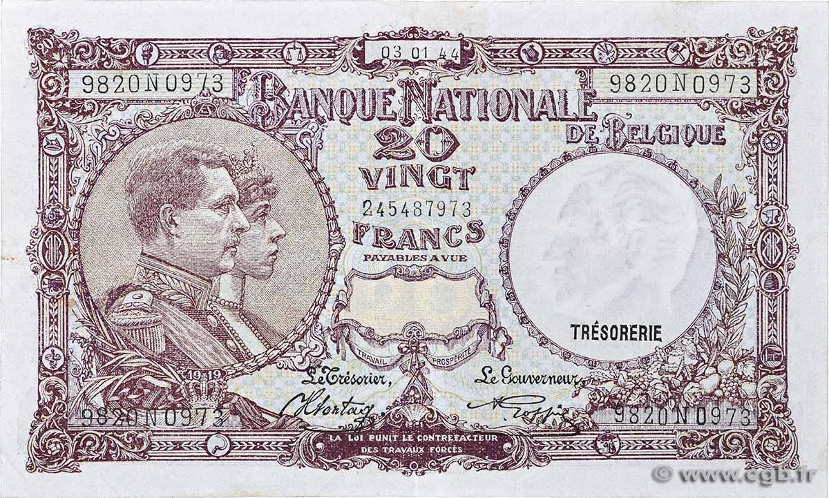 20 Francs BELGIQUE 1944 P.111 TTB+