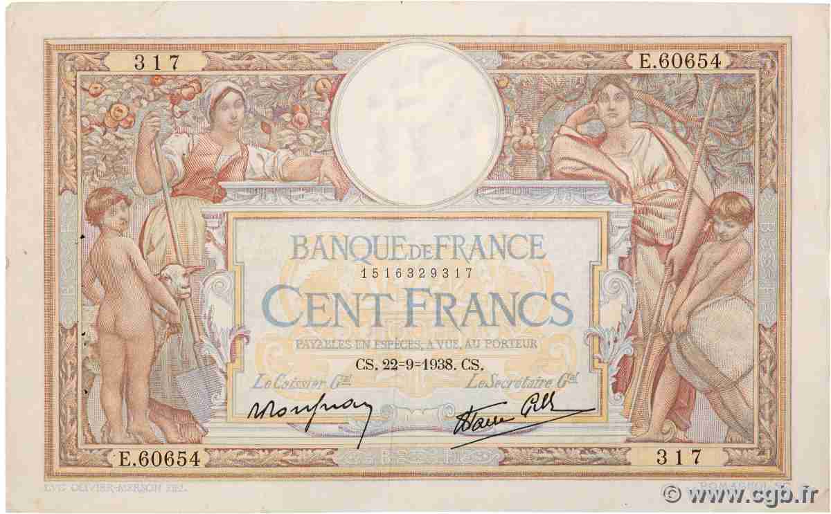 100 Francs LUC OLIVIER MERSON sans LOM FRANCE 1923 F.23.16 F+