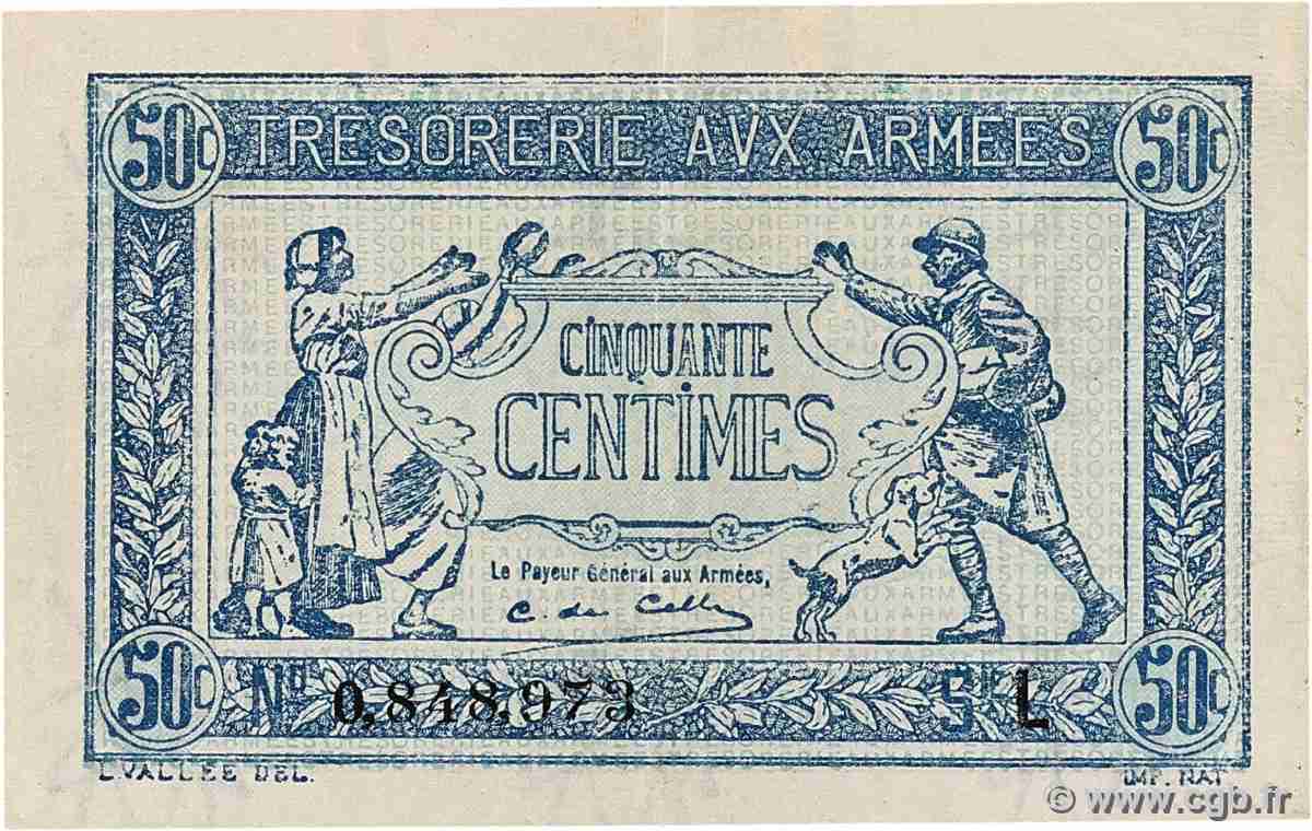 50 Centimes TRÉSORERIE AUX ARMÉES 1917 FRANCE 1917 VF.01.12 XF+