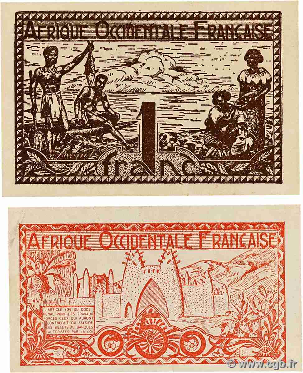 0,50 et 1 Franc Lot FRENCH WEST AFRICA 1944 P.33a et P.34a SPL+