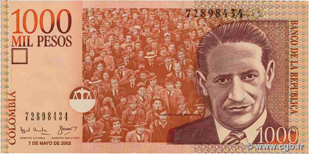 1000 Pesos COLOMBIA 2002 P.450 XF