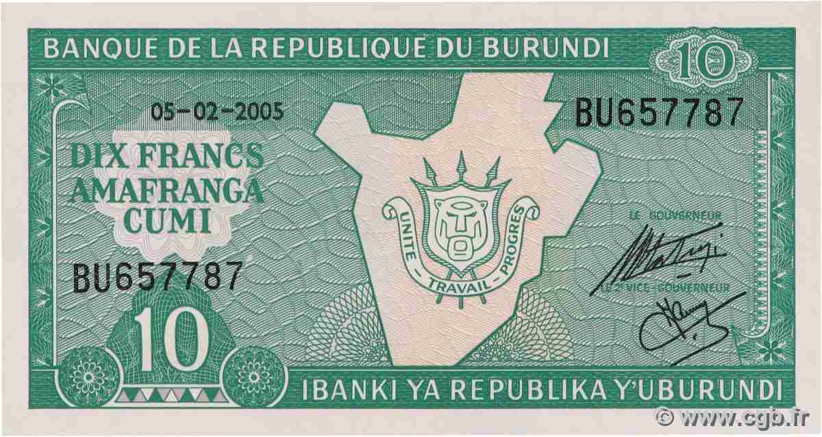 10 Francs BURUNDI 2005 P.33e FDC