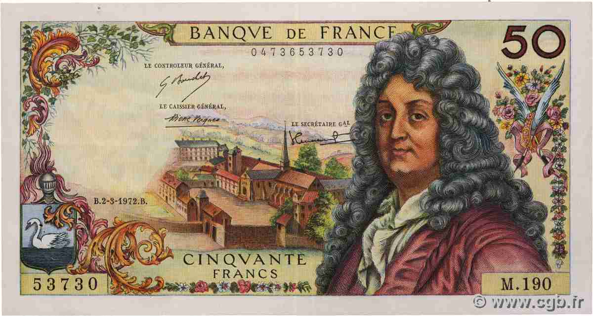 50 Francs RACINE FRANCE 1972 F.64.20 VF+