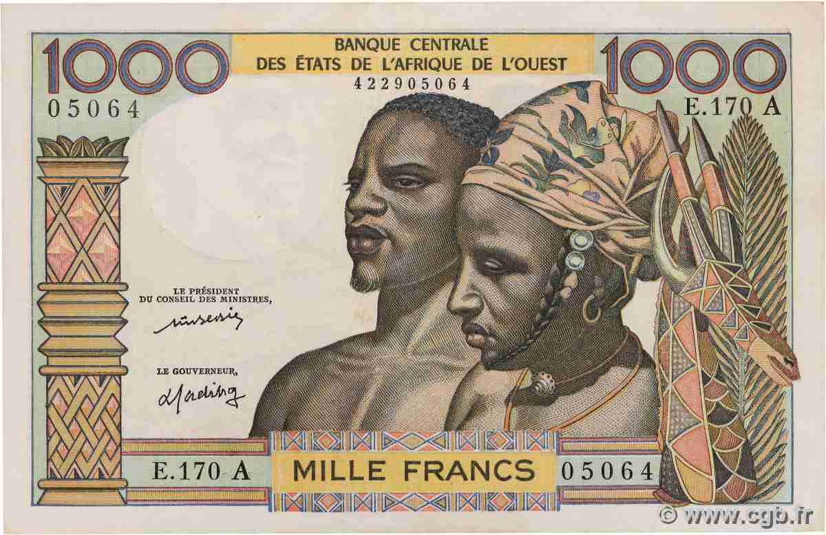 1000 Francs WEST AFRICAN STATES 1977 P.103Al XF