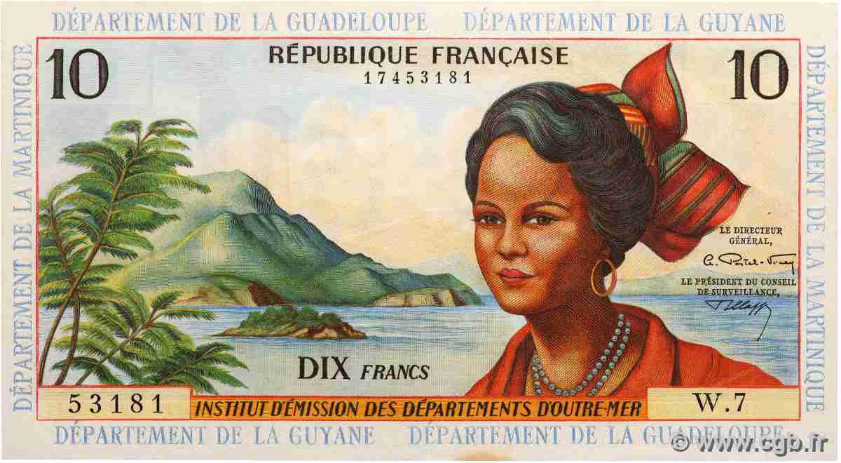 10 Francs FRENCH ANTILLES 1964 P.08b AU
