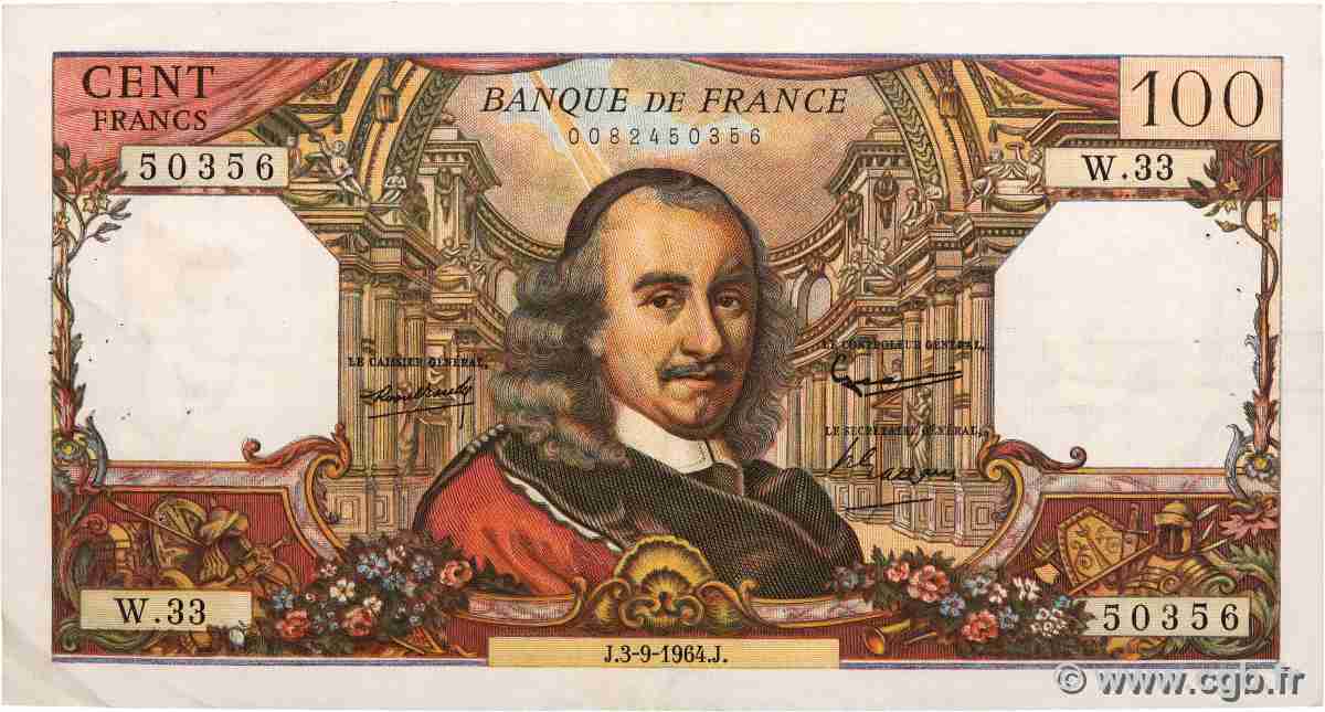 100 Francs CORNEILLE FRANCIA 1964 F.65.03 BB