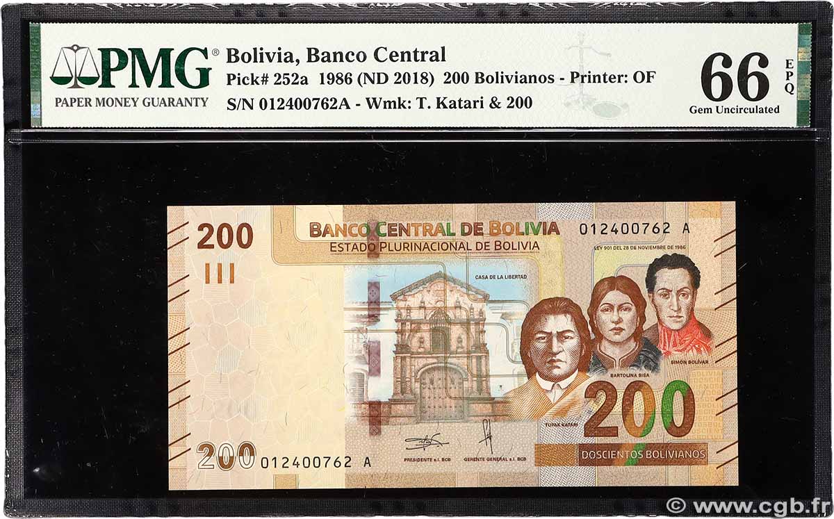 200 Bolivianos BOLIVIA 2018 P.252 UNC