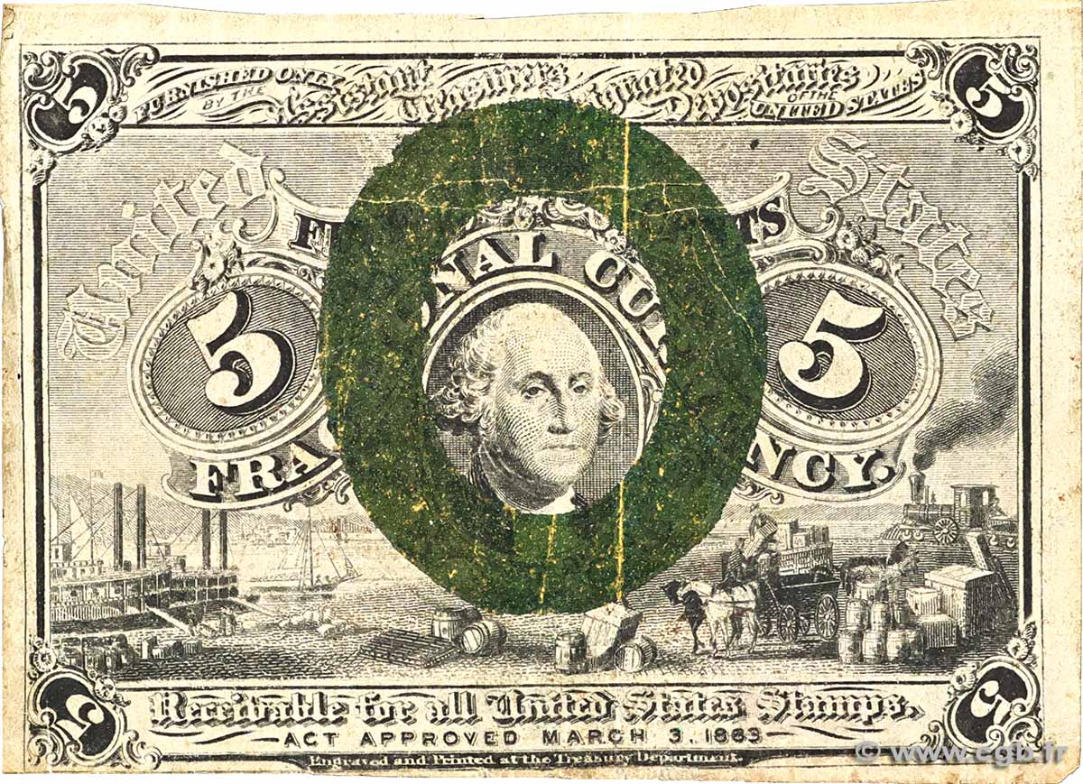 5 Cents STATI UNITI D AMERICA 1863 P.101a MB