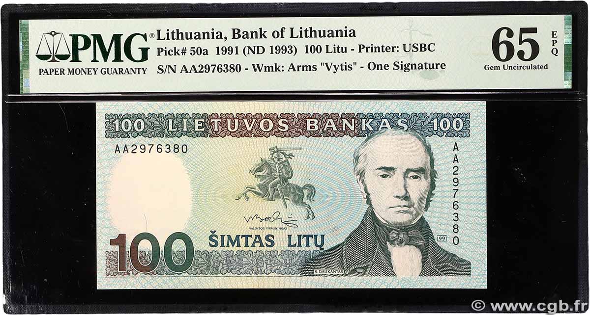 100 Litu LITHUANIA 1991 P.50a UNC