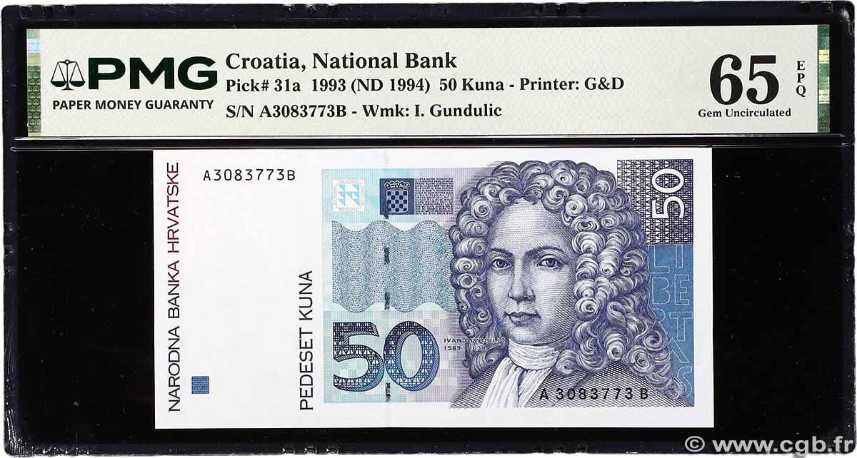 50 Kuna CROAZIA 1993 P.31a FDC