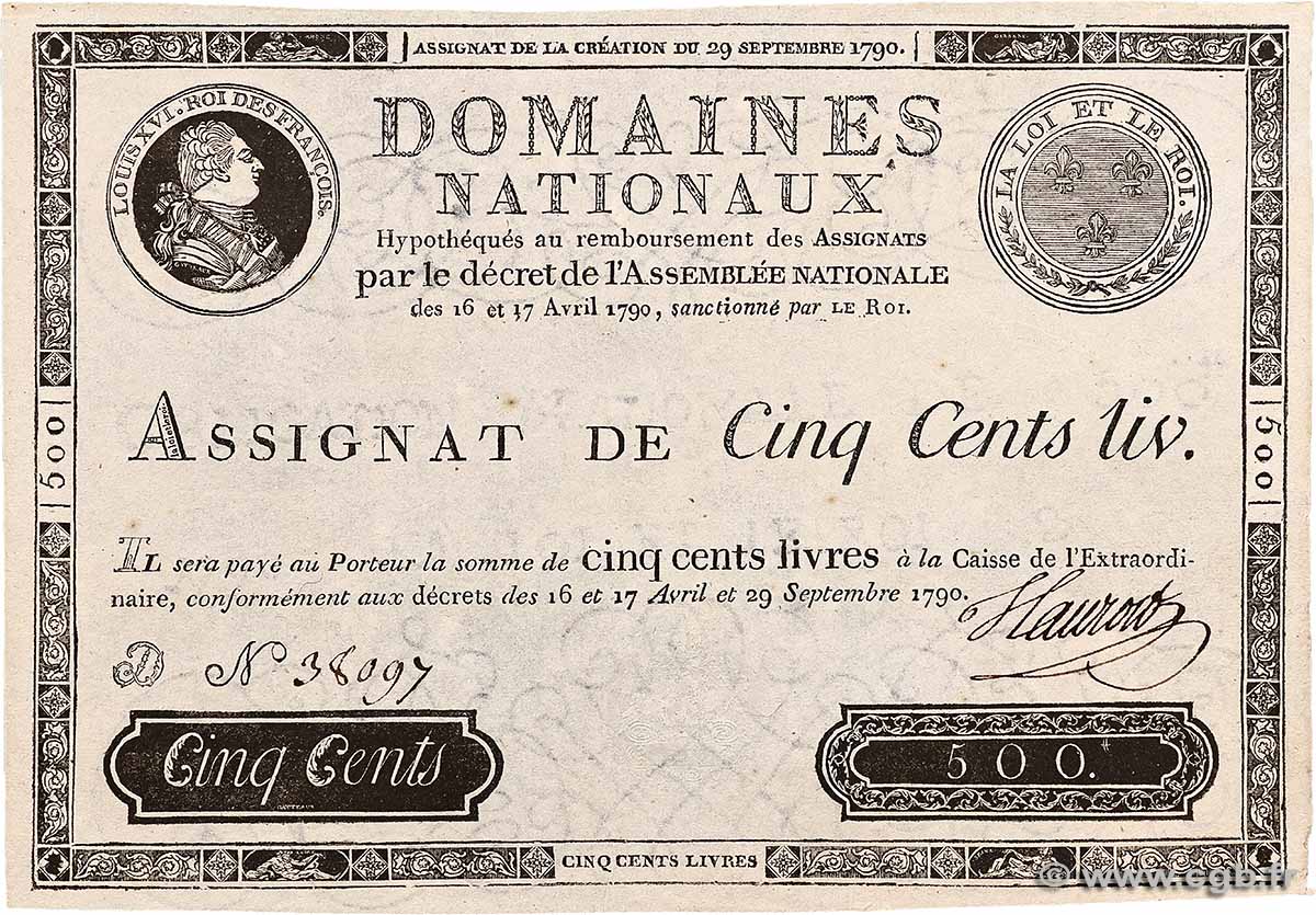 500 Livres Faux FRANCE 1790 Ass.10f AU