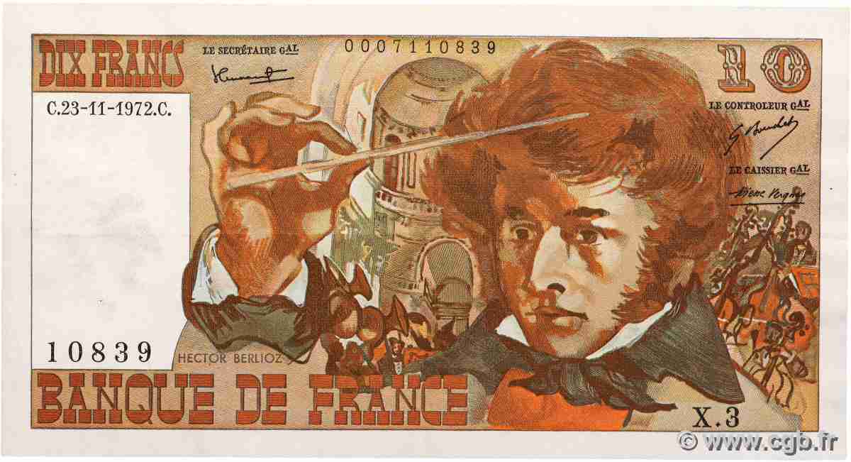 10 Francs BERLIOZ FRANCIA 1972 F.63.01 BB