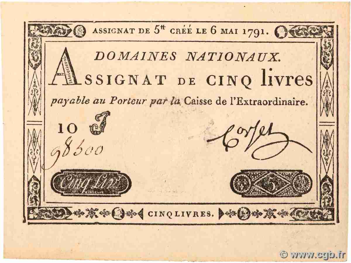5 Livres FRANCE 1791 Ass.12a AU