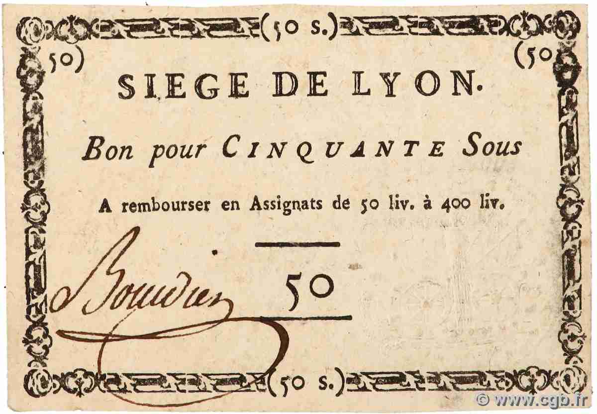 50 Sous FRANCE regionalism and miscellaneous Lyon 1793 Kol.137b UNC-