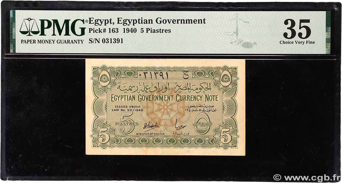 5 Piastres EGYPT 1940 P.163 VF+