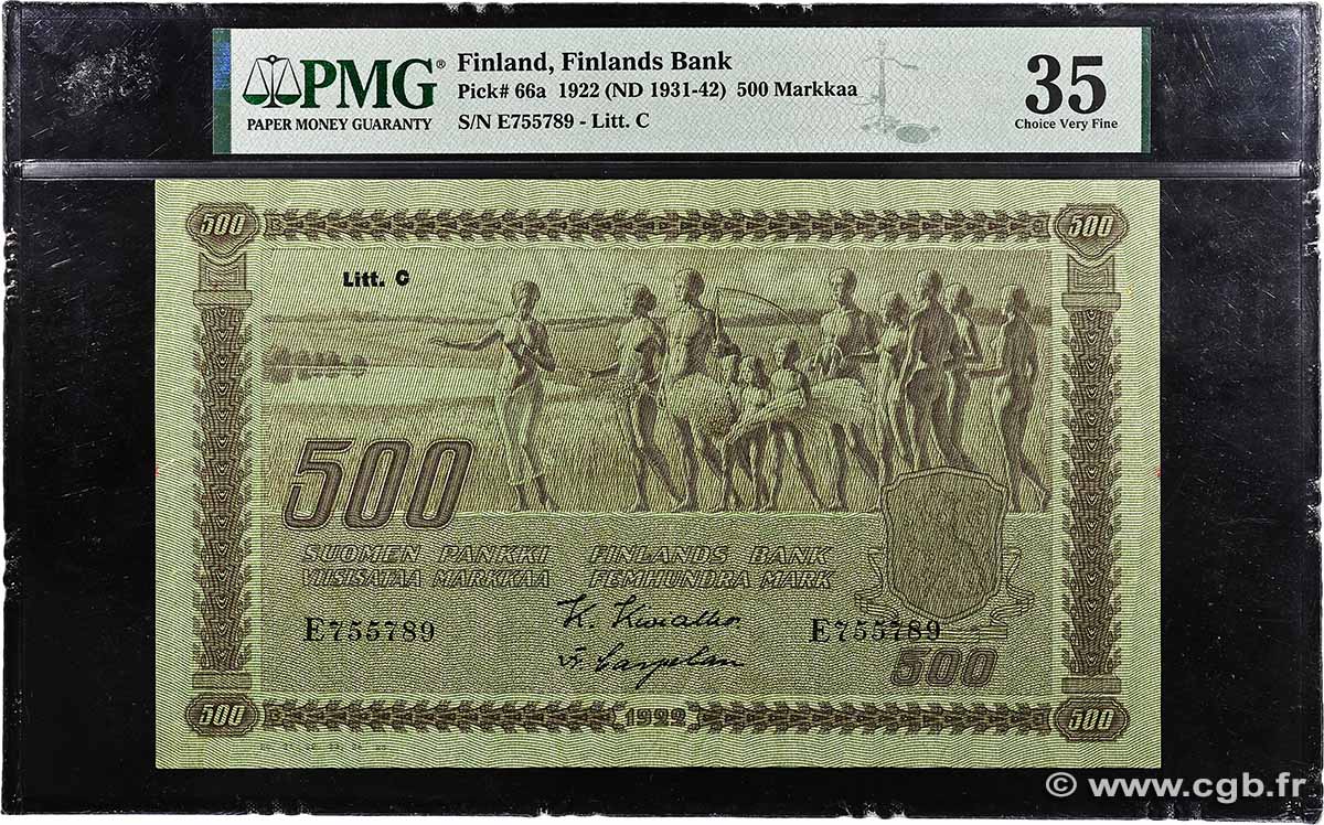 500 Markkaa FINLAND 1922 P.066a VF+