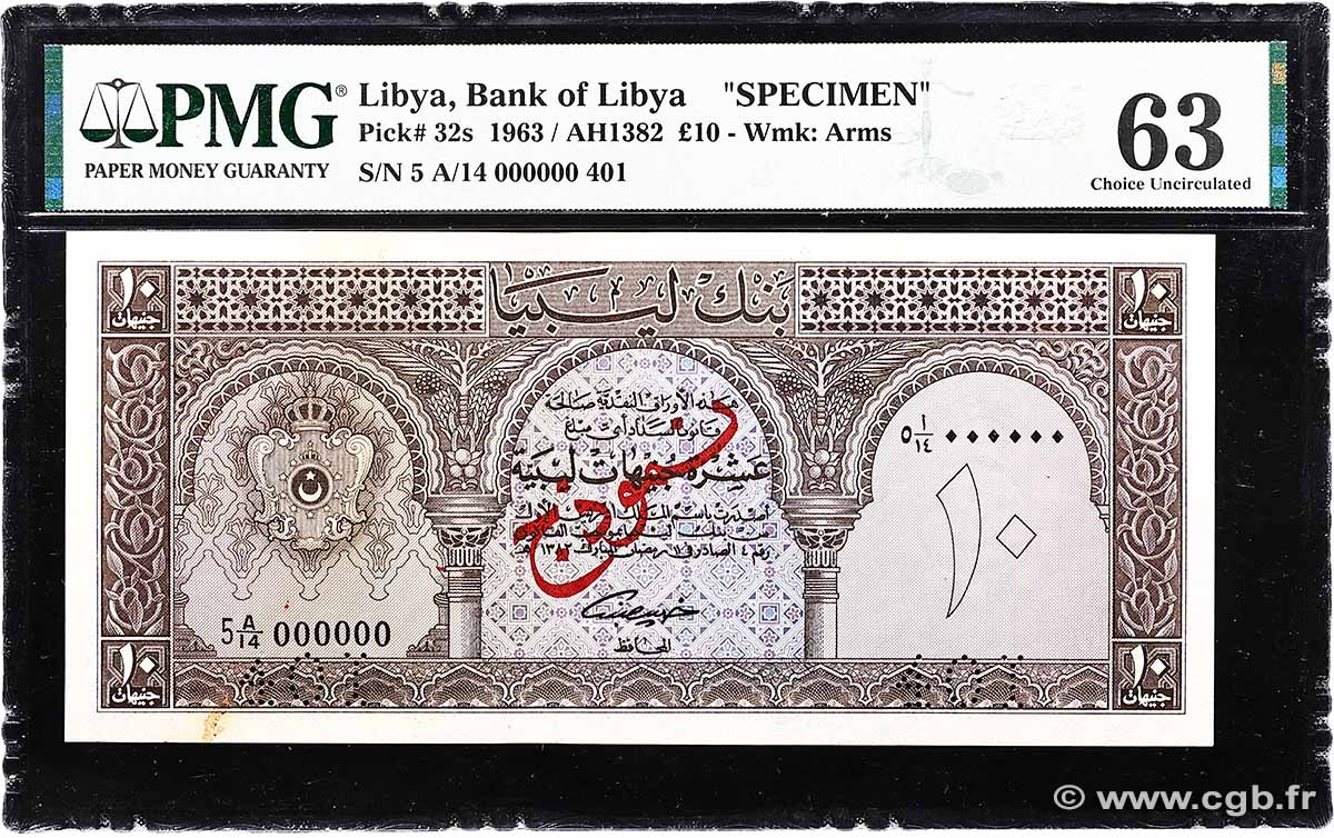 10 Pounds Spécimen LIBYE 1963 P.32s pr.NEUF