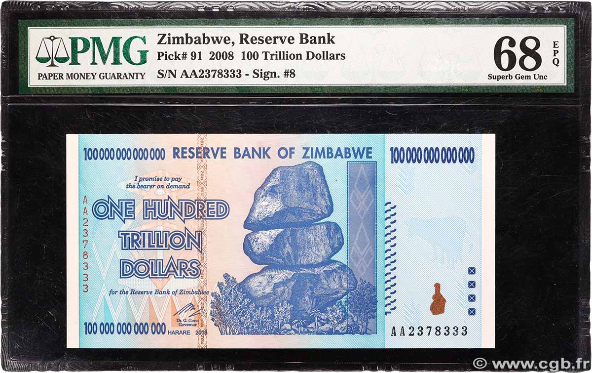 100 Trillion Dollars ZIMBABWE 2008 P.091a NEUF