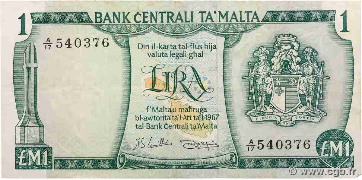 1 Lira MALTE 1973 P.31e FDC
