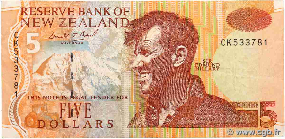 5 Dollars NUOVA ZELANDA
1992 P.177 MB