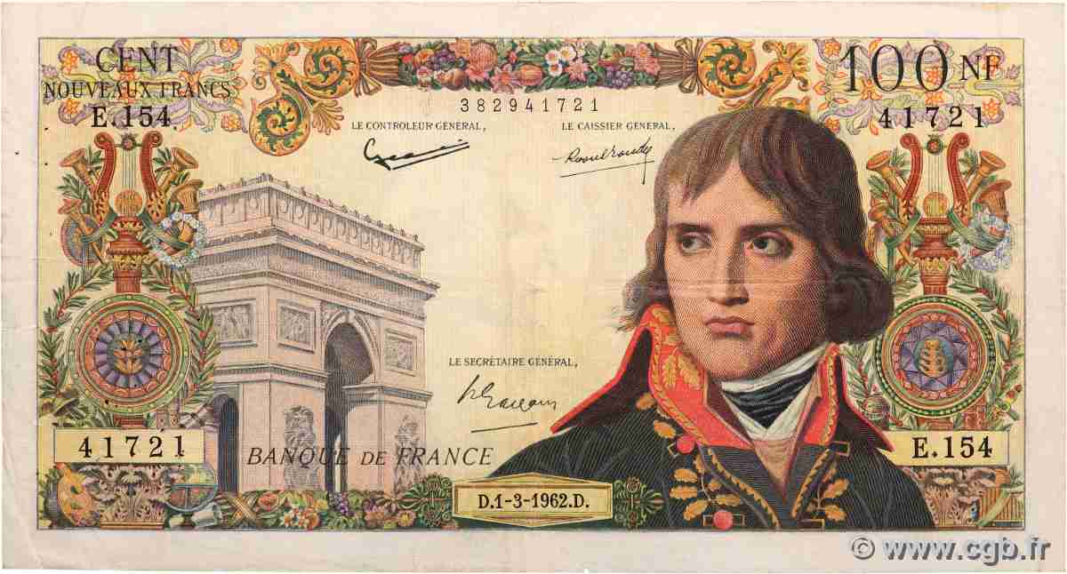 100 Nouveaux Francs BONAPARTE FRANCIA 1962 F.59.14 MB
