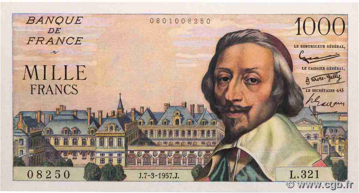 1000 Francs RICHELIEU FRANCIA 1957 F.42.25 q.SPL