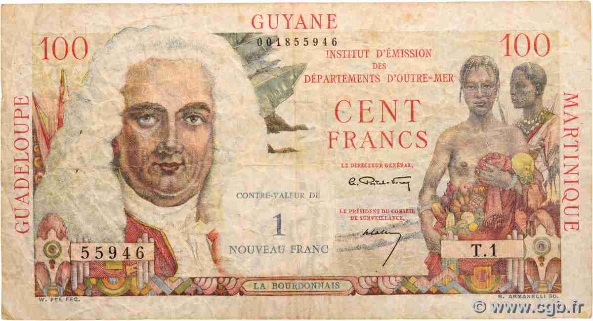 1 NF sur 100 Francs La Bourdonnais FRENCH ANTILLES 1960 P.01 q.MB
