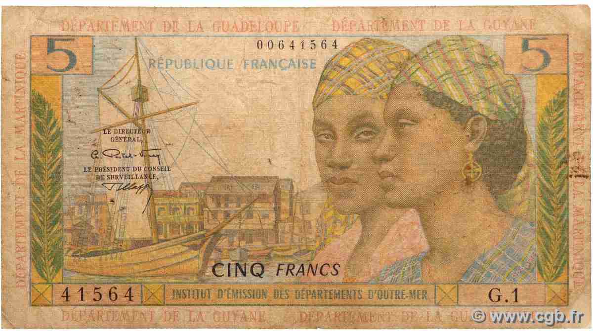 5 Francs FRENCH ANTILLES 1964 P.07b B