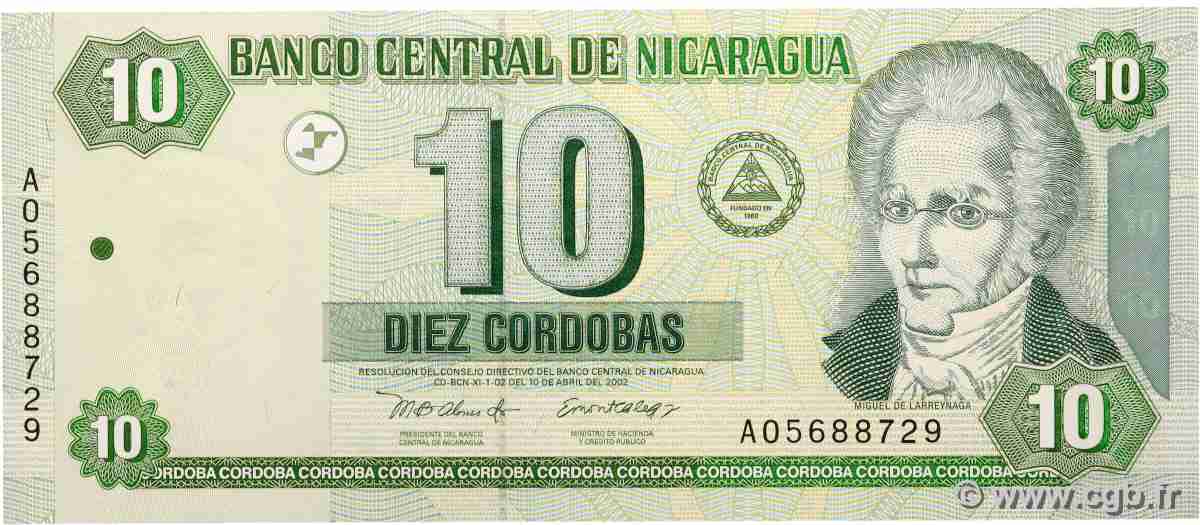 10 Cordobas NICARAGUA 2002 P.191 FDC