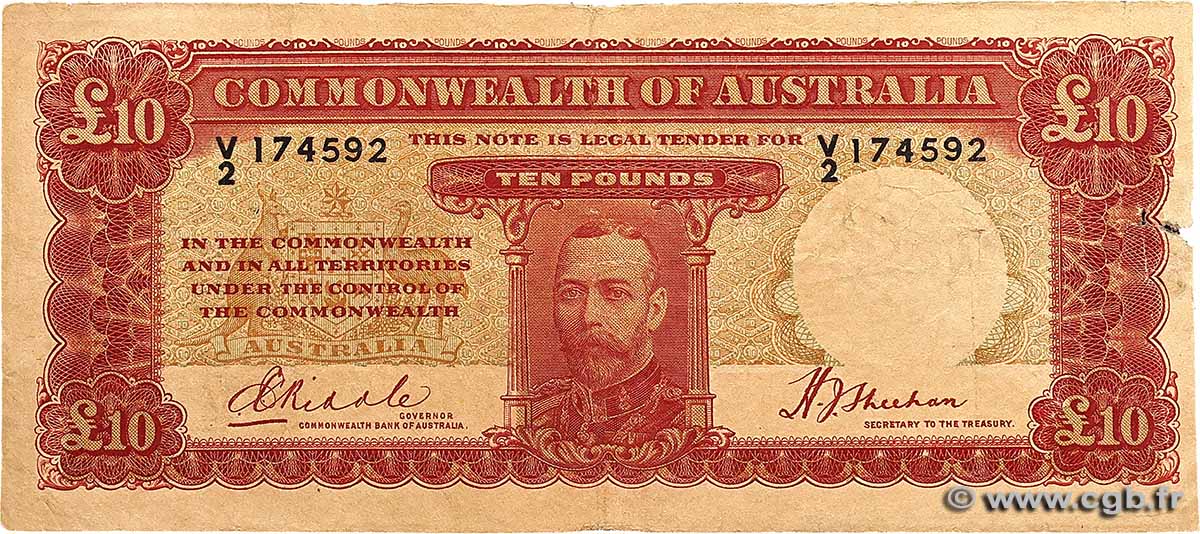 10 Pounds AUSTRALIA 1934 P.24 F-