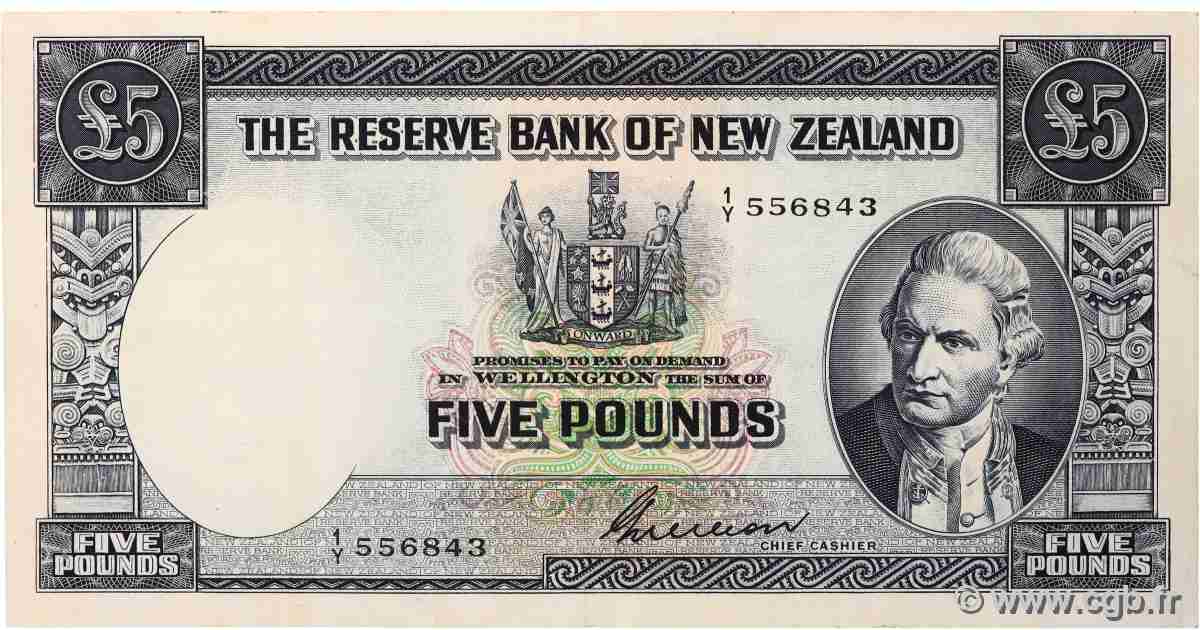 5 Pounds NEW ZEALAND 1955 P.160b VF