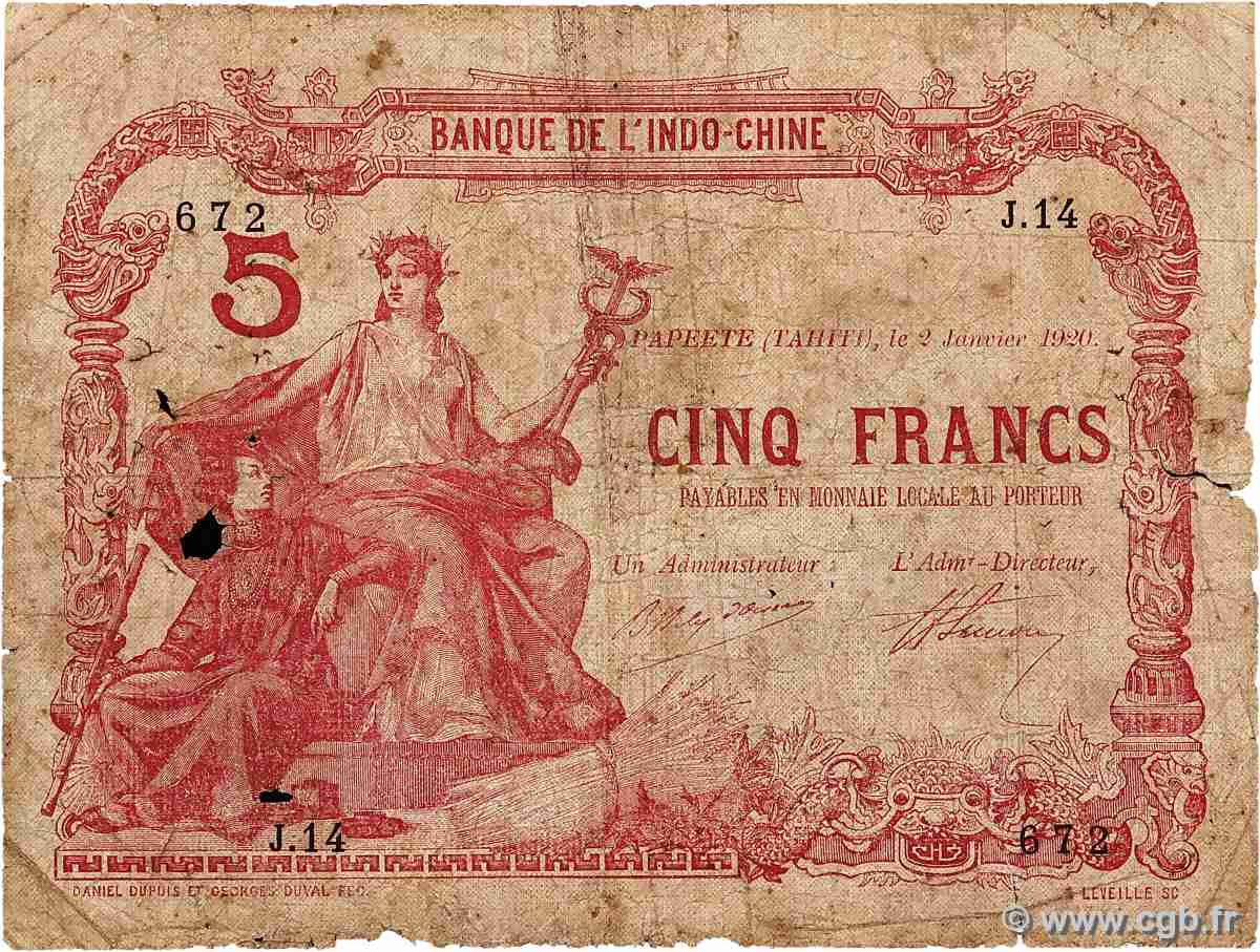 5 Francs TAHITI 1920 P.04 G