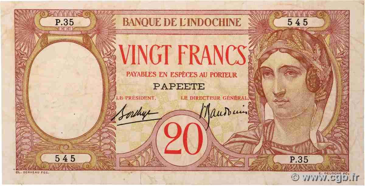20 Francs TAHITI 1936 P.12c TB+