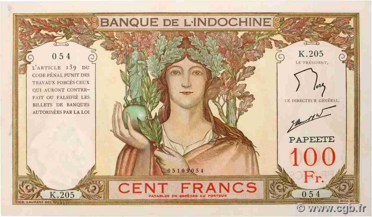 100 Francs TAHITI 1961 P.14d fVZ