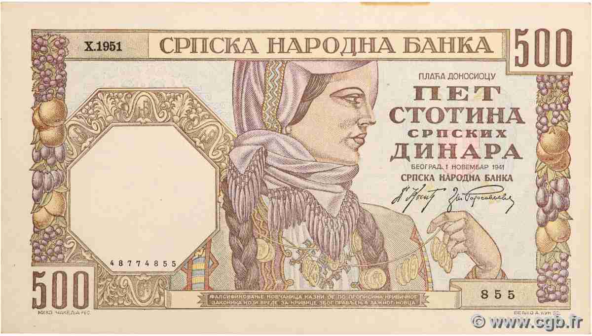 500 Dinara SERBIEN 1941 P.27b VZ