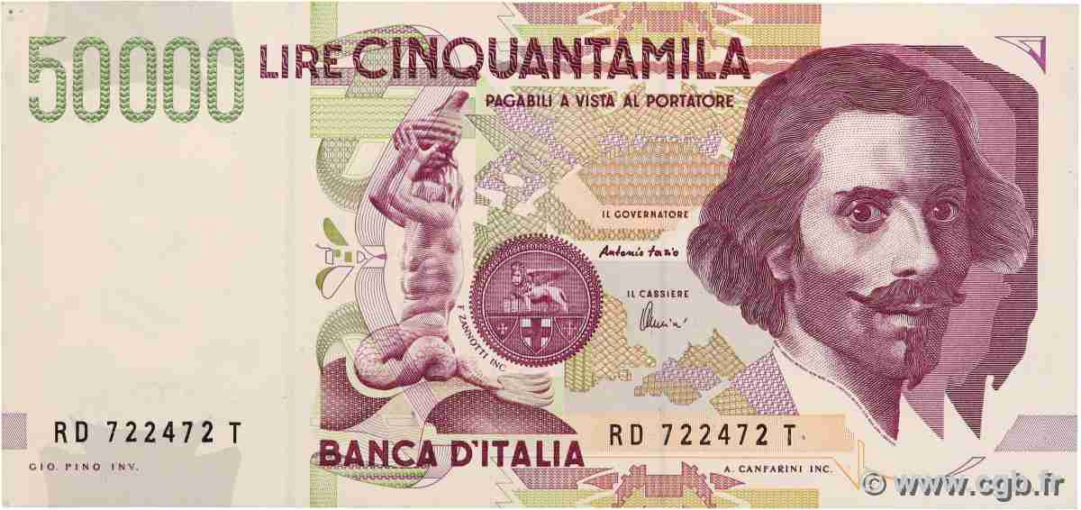 50000 Lire ITALIEN 1992 P.116c fVZ