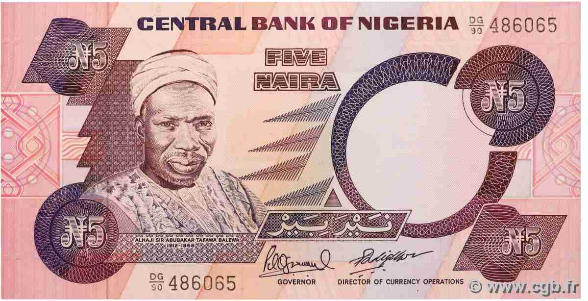 5 Naira NIGERIA 1984 P.24f ST