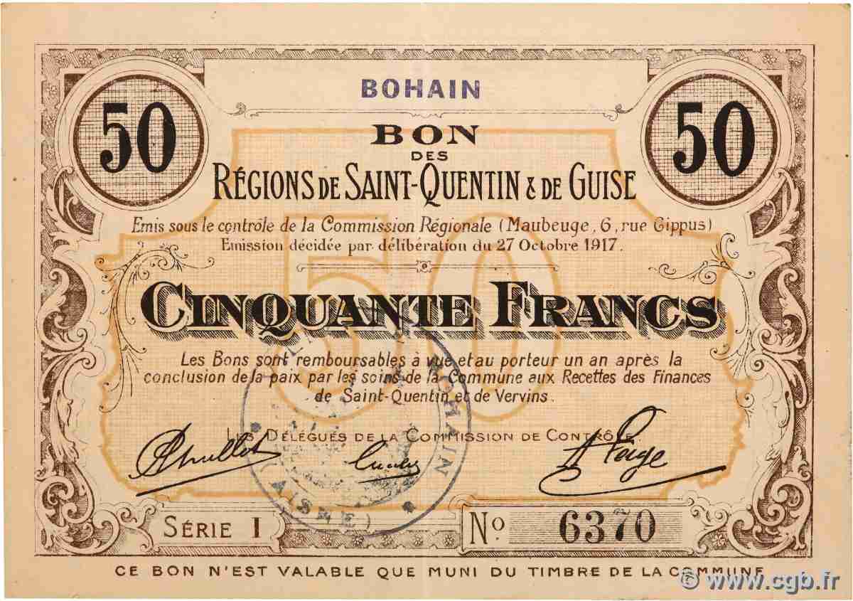 50 Francs FRANCE Regionalismus und verschiedenen Bohain 1917 JPNEC.02.286 VZ