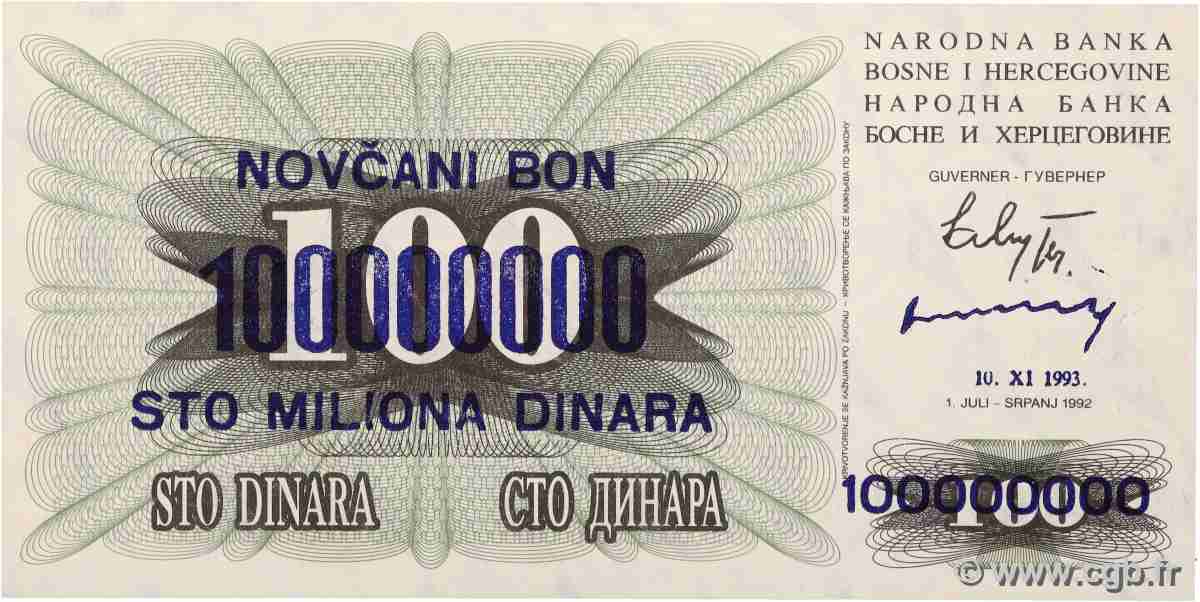 100000000 Dinara BOSNIE HERZÉGOVINE 1993 P.037a NEUF